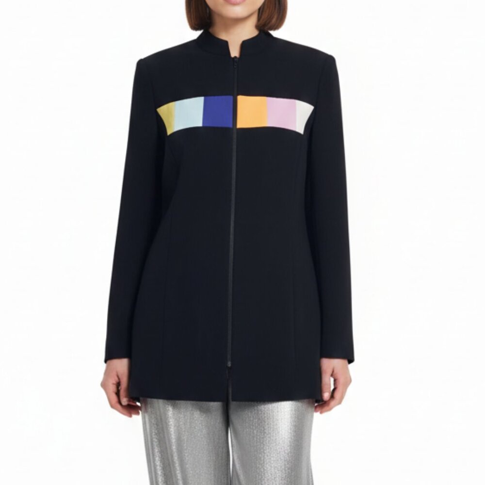Nicole Miller NYC Vintage Style Colorblock Zip Blazer 4